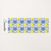 Blue Geometric Lemon Tile Yogamat (Achterkant (horizontaal))