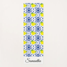Blue Geometric Lemon Tile Yogamat