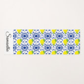 Blue Geometric Lemon Tile Yogamat (Voorkant (horizontaal))