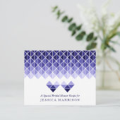 Blue Geometric Love Hearts Vrijgezellenfeest Uitnodiging Briefkaart (Staand voorkant)