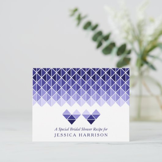 Blue Geometric Love Hearts Vrijgezellenfeest Uitnodiging Briefkaart (Staand voorkant)