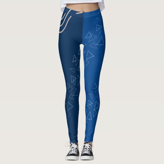 Blue Geometric | Modern Abstract Fitness Wear Leggings (Voorkant)
