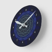 Blue Geometric Moirè Clock Ronde Klok (Hoek)