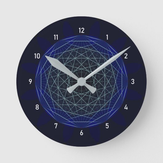 Blue Geometric Moirè Clock Ronde Klok (Voorkant)
