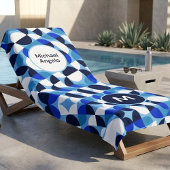 Blue Geometric Mosaic Bauhaus Monogram Custom Name Strandlaken