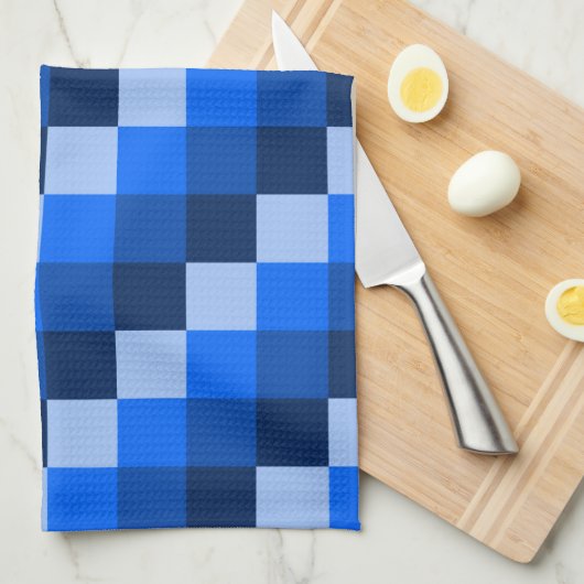 Blue Geometric Mosaic Pattern Theedoek (Quarter Fold)