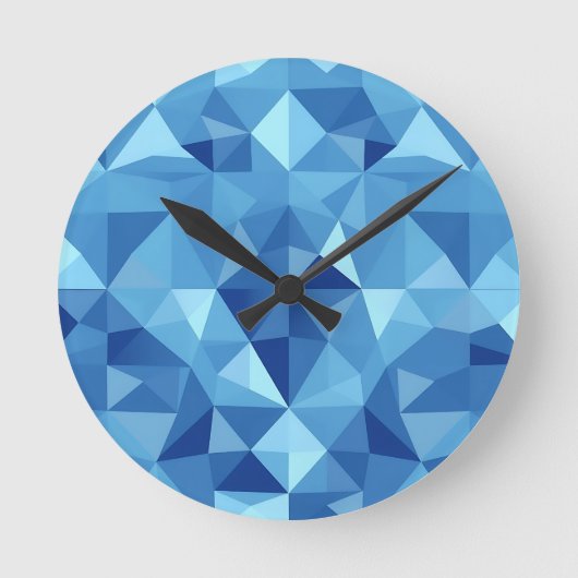 Blue Geometric Mosaic Tile Pattern Ronde Klok (Voorkant)