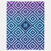 Blue Geometric Pattern & Colorful Glitter Fleece Deken (Voorkant)