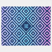 Blue Geometric Pattern & Colorful Glitter Fleece Deken (Voorkant (Horizontaal))