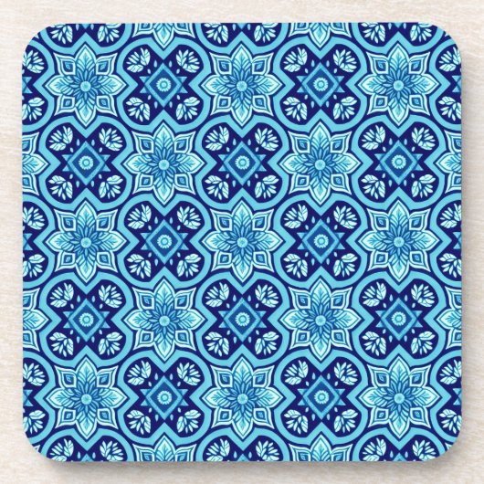  Blue Geometric Pattern Onderzetters - Set van 6 (Voorkant)