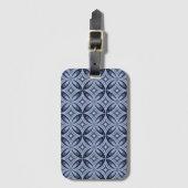 Blue Geometric Pattern Retro Style Bagagelabel (Voorkant (verticaal))