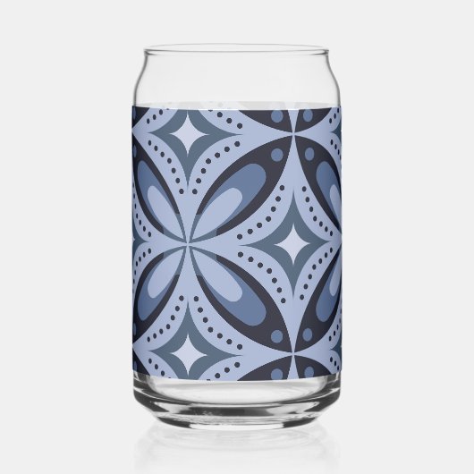 Blue Geometric Pattern Retro Style Blikvorm Glas (Voorkant)