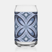 Blue Geometric Pattern Retro Style Blikvorm Glas (Links)