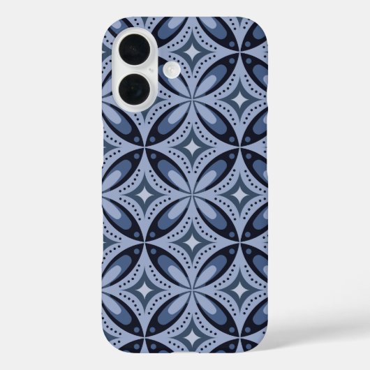 Blue Geometric Pattern Retro Style Case-Mate iPhone Case (Achterkant)