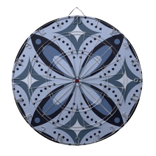 Blue Geometric Pattern Retro Style Dartbord (Voorkant)