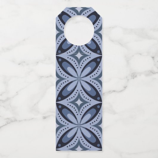 Blue Geometric Pattern Retro Style Flessenhanger (Voorkant)