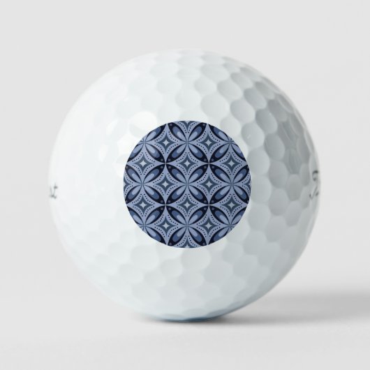 Blue Geometric Pattern Retro Style Golfballen (Voorkant)