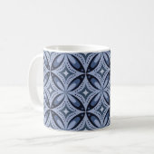 Blue Geometric Pattern Retro Style Koffiemok (Voorkant links)