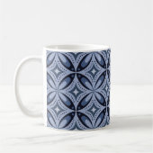 Blue Geometric Pattern Retro Style Koffiemok (Links)