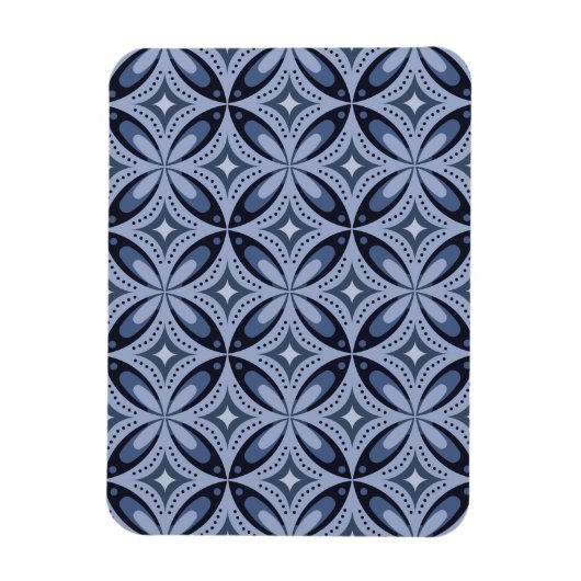 Blue Geometric Pattern Retro Style Magneet (Verticaal)