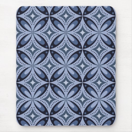 Blue Geometric Pattern Retro Style Muismat (Voorkant)