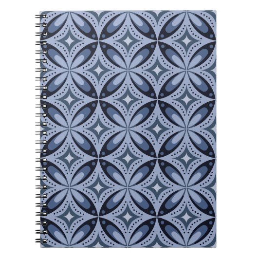 Blue Geometric Pattern Retro Style Notitieboek (Voorkant)
