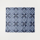 Blue Geometric Pattern Retro Style Wandkleed (Voorkant (horizontaal))