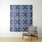 Blue Geometric Pattern Retro Style Wandkleed (In situ)