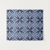 Blue Geometric Pattern Retro Style Wandkleed (Voorkant (horizontaal))