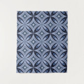 Blue Geometric Pattern Retro Style Wandkleed (Voorkant)