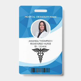 Blue Geometric Registered Neurse Photo ID Badge
