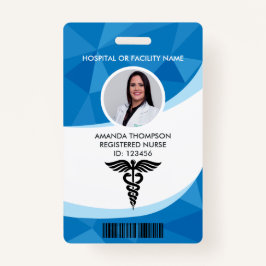 Blue Geometric Registered Neurse Photo ID Badge