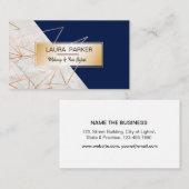 Blue Geometric Roos Gold Professional Construction Visitekaartje (Voorkant / Achterkant)