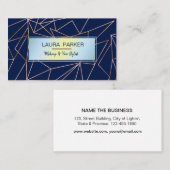 Blue Geometric Roos Gold Professional Construction Visitekaartje (Voorkant / Achterkant)