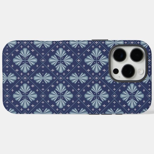 Blue Geometric shapes Pattern  Case-Mate iPhone Case (Achterkant (horizontaal))