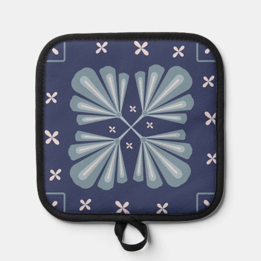 Blue Geometric shapes Pattern  Pannenlap (Voorkant)