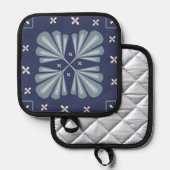 Blue Geometric shapes Pattern  Pannenlap (Voorkant / Achterkant)