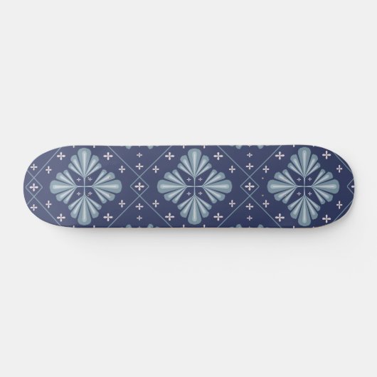 Blue Geometric shapes Pattern Persoonlijk Skateboard (Horizontaal)