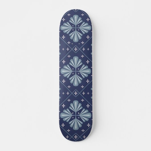Blue Geometric shapes Pattern  Persoonlijk Skateboard (Voorkant)