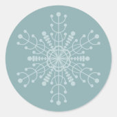 Blue Geometric Snowflake Ronde Sticker (Voorkant)