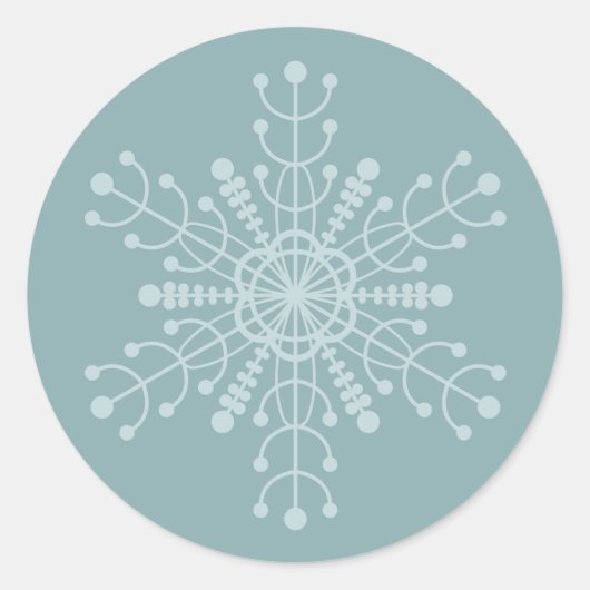 Blue Geometric Snowflake Ronde Sticker (Voorkant)