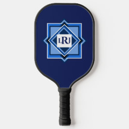 Blue Geometric Square Pattern Pickleball Paddle