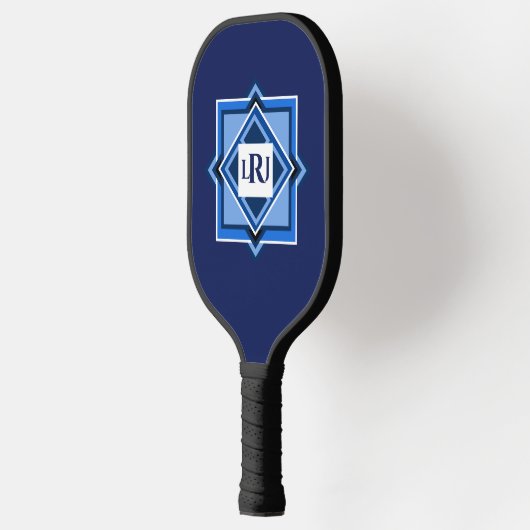 Blue Geometric Square Pattern Pickleball Paddle (Links)