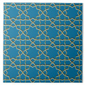 Blue Geometric Star Pattern Tegeltje (Voorkant)