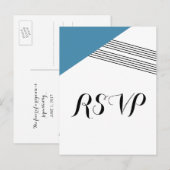 Blue Geometric Stripe Response Briefkaart (Voorkant / Achterkant)