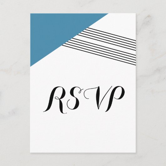 Blue Geometric Stripe Response Briefkaart (Voorkant)