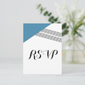 Blue Geometric Stripe Response Briefkaart (Staand voorkant)