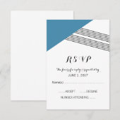 Blue Geometric Stripe Response Kaart (Voorkant / Achterkant)