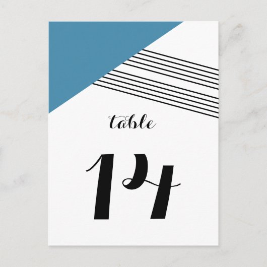 Blue Geometric Stripe Table Table Briefkaart (Voorkant)