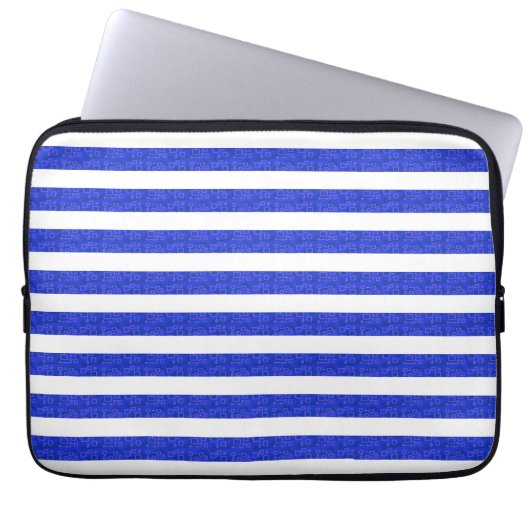 Blue Geometric Stripes Electronics Bag Laptop Sleeve (Voorkant)